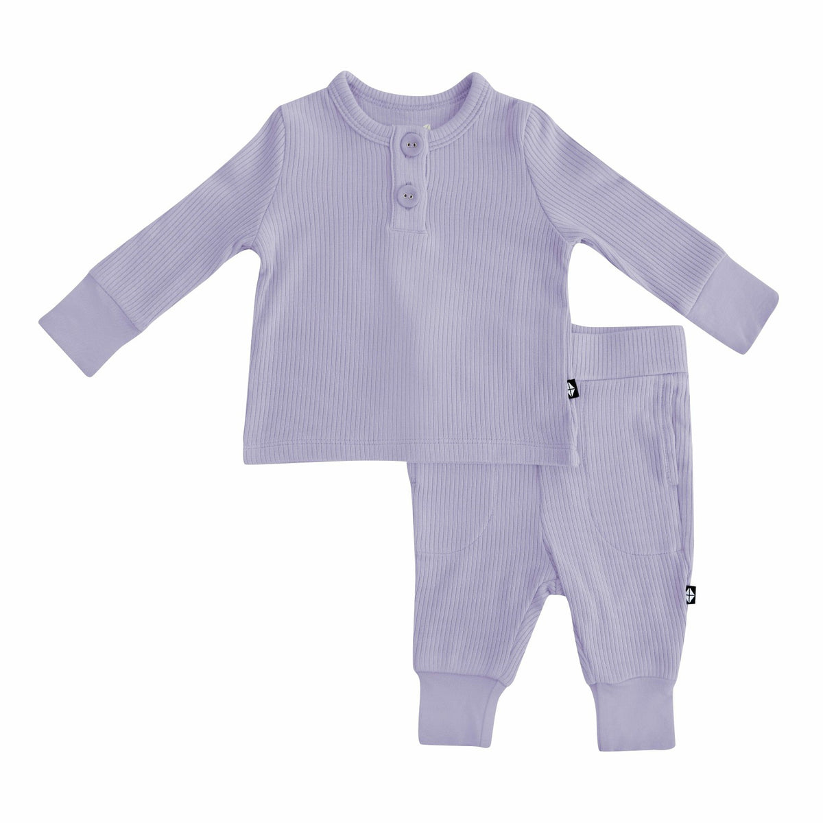 Ribbed Infant Henley Set in Taro | Kyte Baby