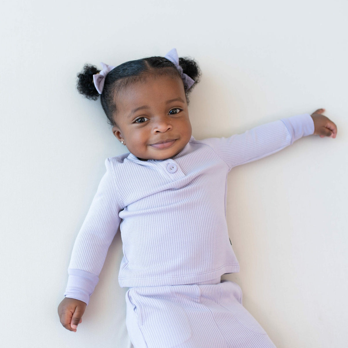 Ribbed Infant Henley Set in Taro | Kyte Baby