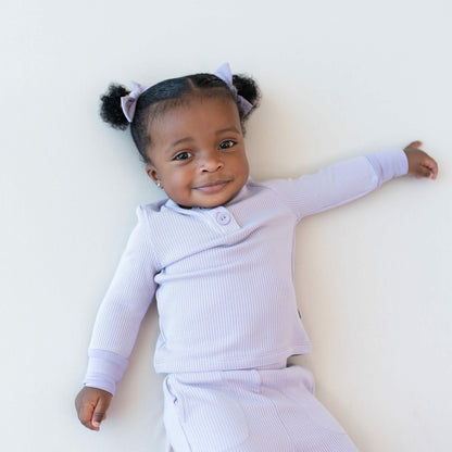 Ribbed Infant Henley Set in Taro | Kyte Baby