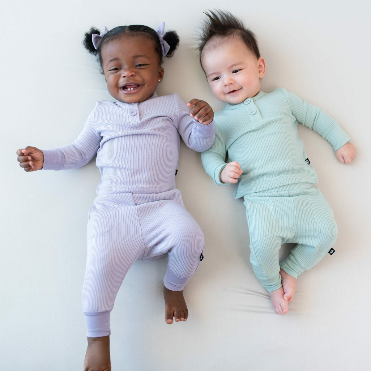 Ribbed Infant Henley Set in Taro | Kyte Baby