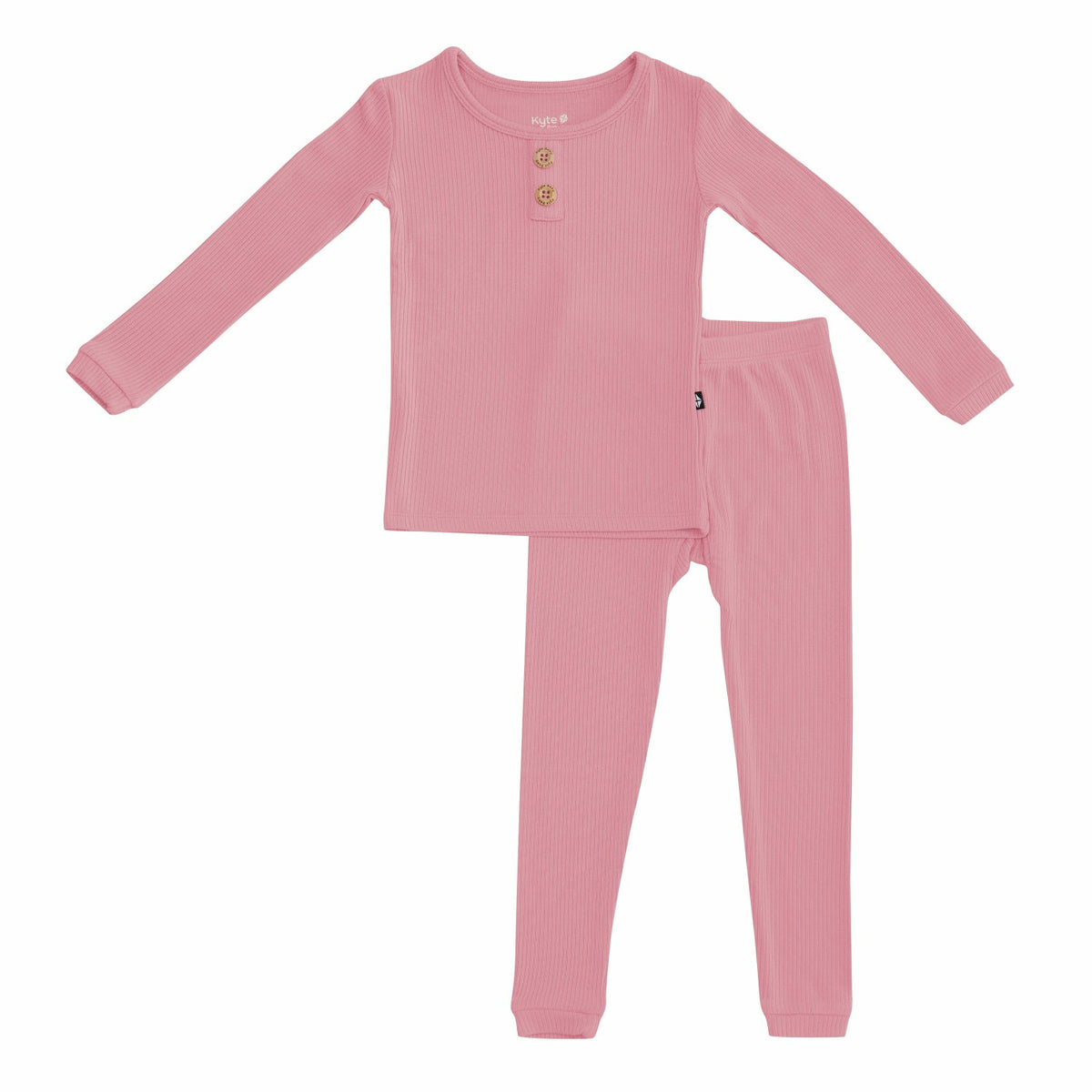 Ribbed Henley Set in Apple Blossom | Kyte Baby