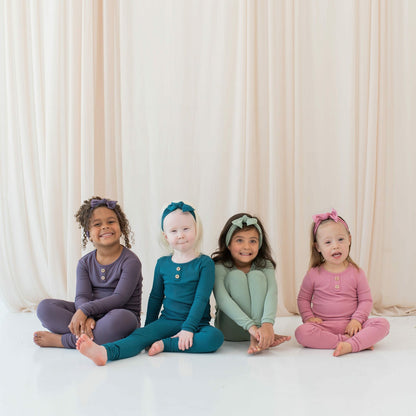 Ribbed Henley Set in Apple Blossom | Kyte Baby