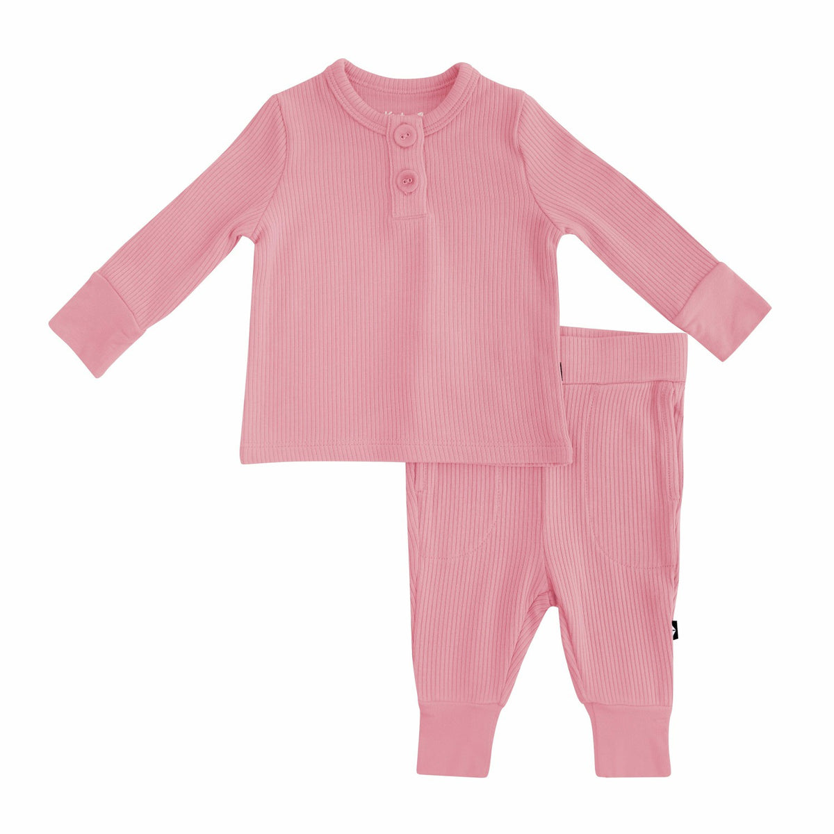 Ribbed Infant Henley Set in Apple Blossom | Kyte Baby