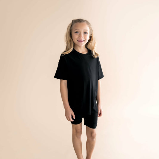 Toddler Biker Short Set in Midnight | Kyte Baby