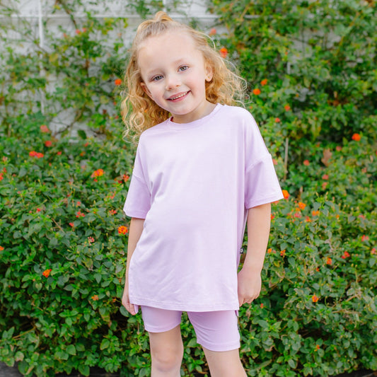 Toddler Biker Short Set in Thistle | Kyte Baby