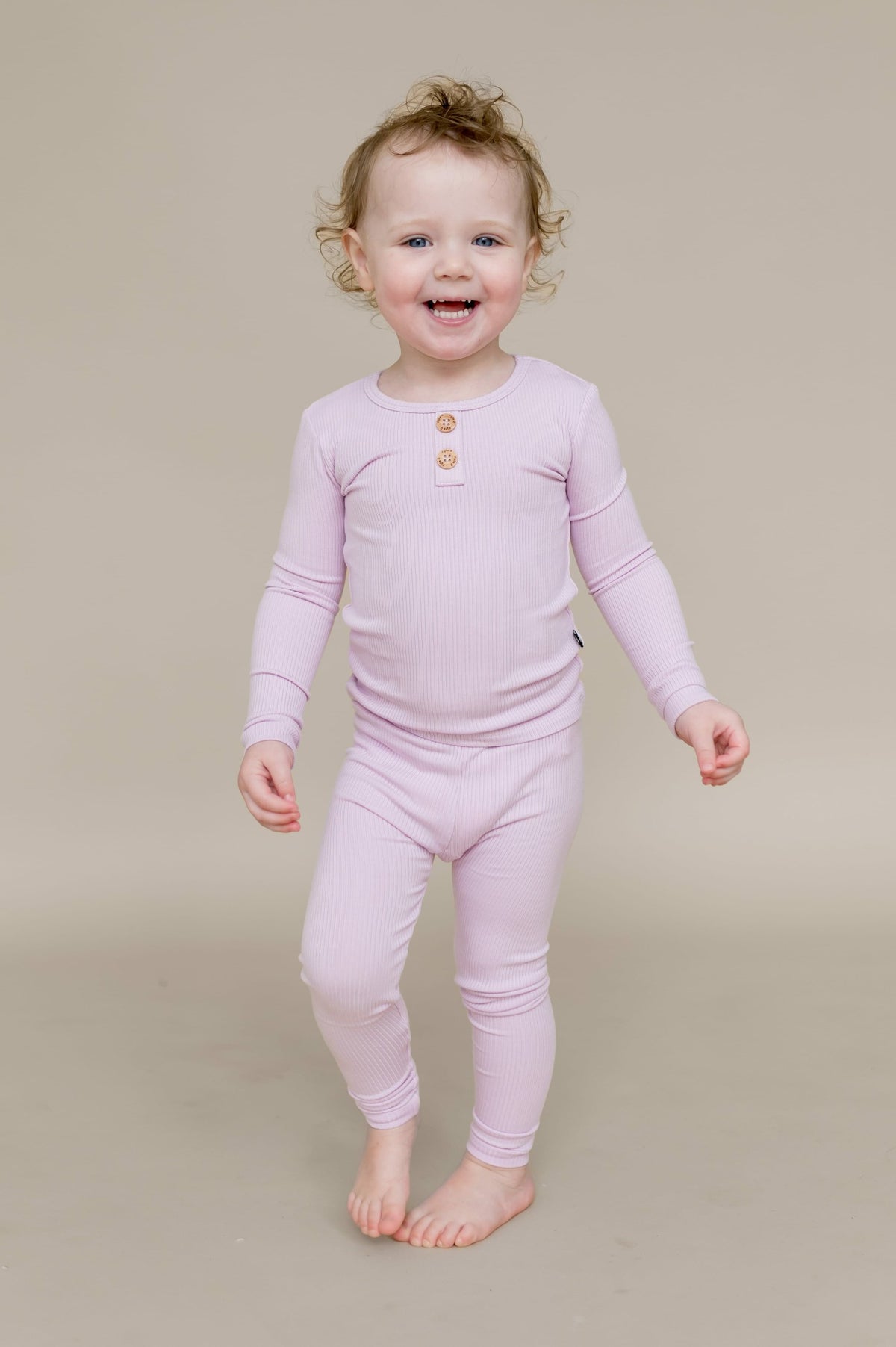 Ribbed Henley Set in Thistle | Kyte Baby