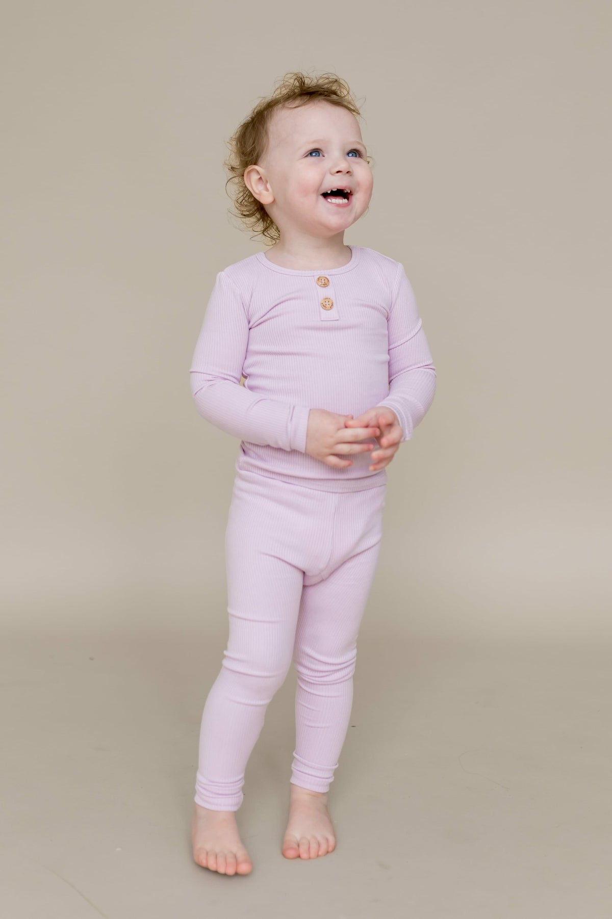 Ribbed Henley Set in Thistle | Kyte Baby