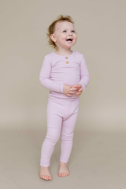 Ribbed Henley Set in Thistle | Kyte Baby