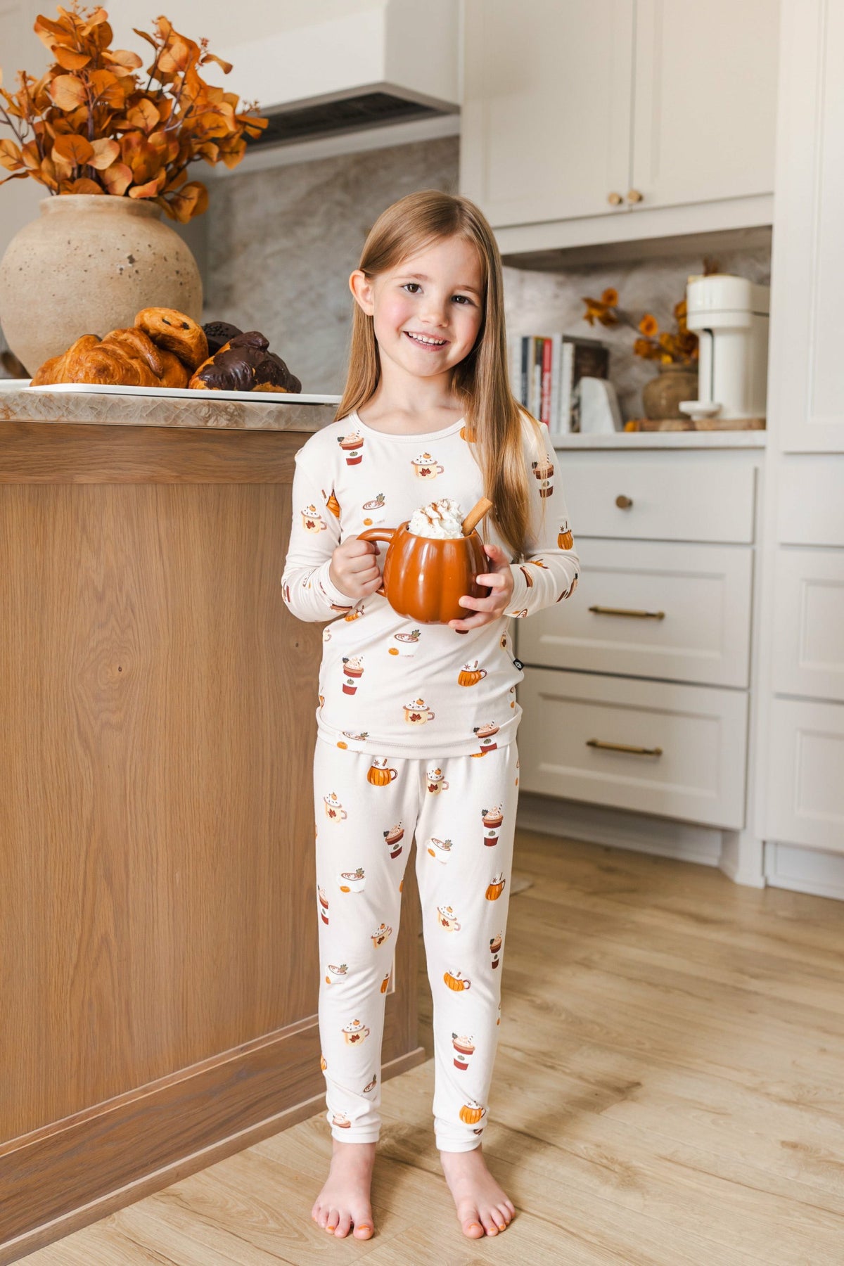 Long Sleeve Pajamas in Pumpkin Spice Latte | Kyte Baby