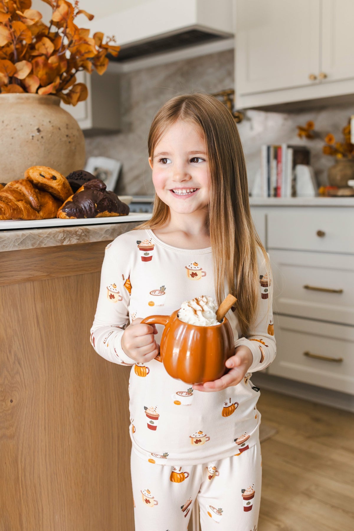 Long Sleeve Pajamas in Pumpkin Spice Latte | Kyte Baby