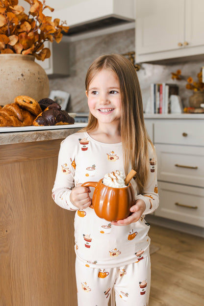 Long Sleeve Pajamas in Pumpkin Spice Latte | Kyte Baby