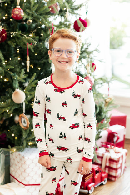 Long Sleeve Pajamas in Holiday Tree Farm | Kyte Baby