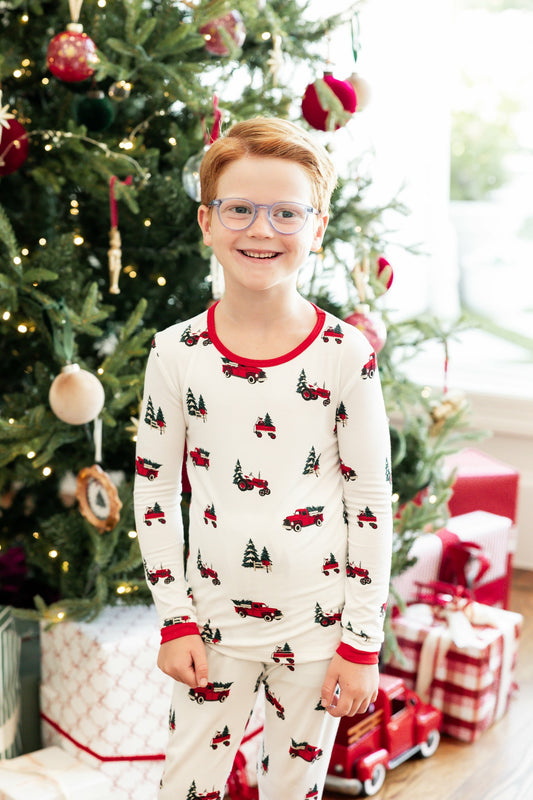 Long Sleeve Pajamas in Holiday Tree Farm | Kyte Baby