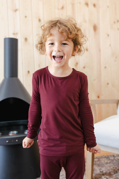 Long Sleeve Pajamas in Burgundy | Kyte Baby
