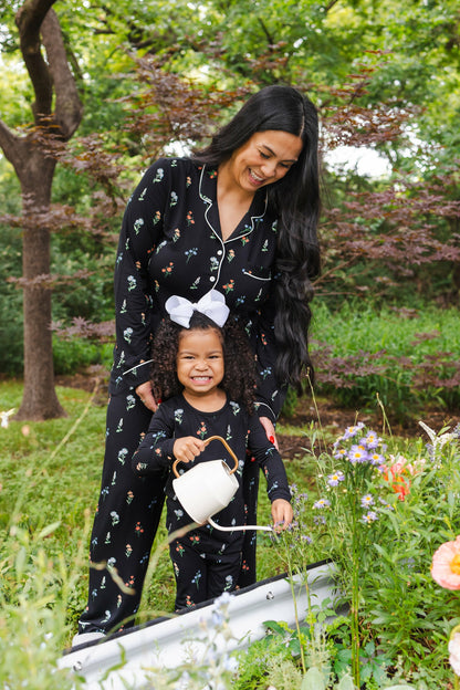 Long Sleeve Pajamas in Midnight Wildflower | Kyte Baby