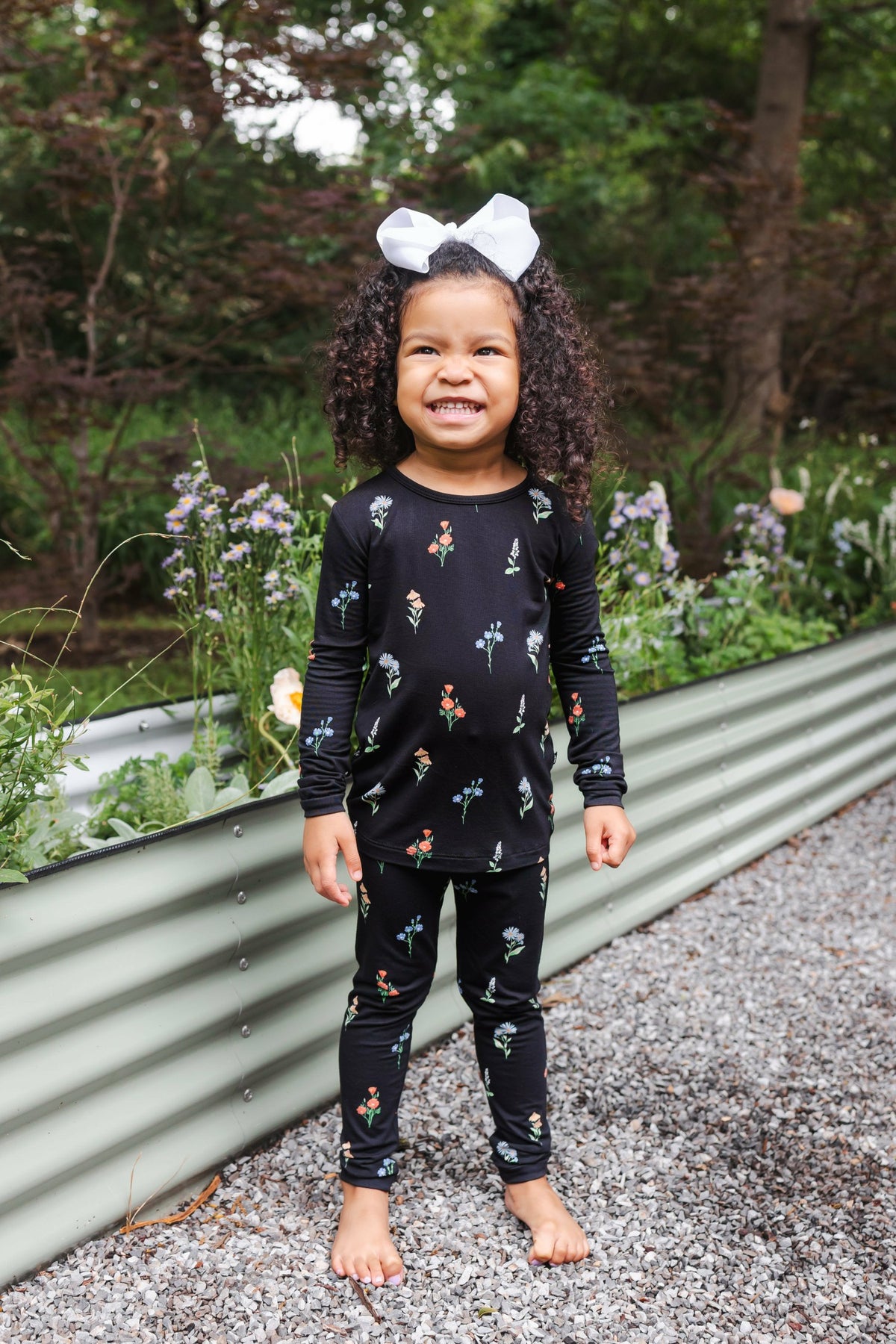 Long Sleeve Pajamas in Midnight Wildflower | Kyte Baby