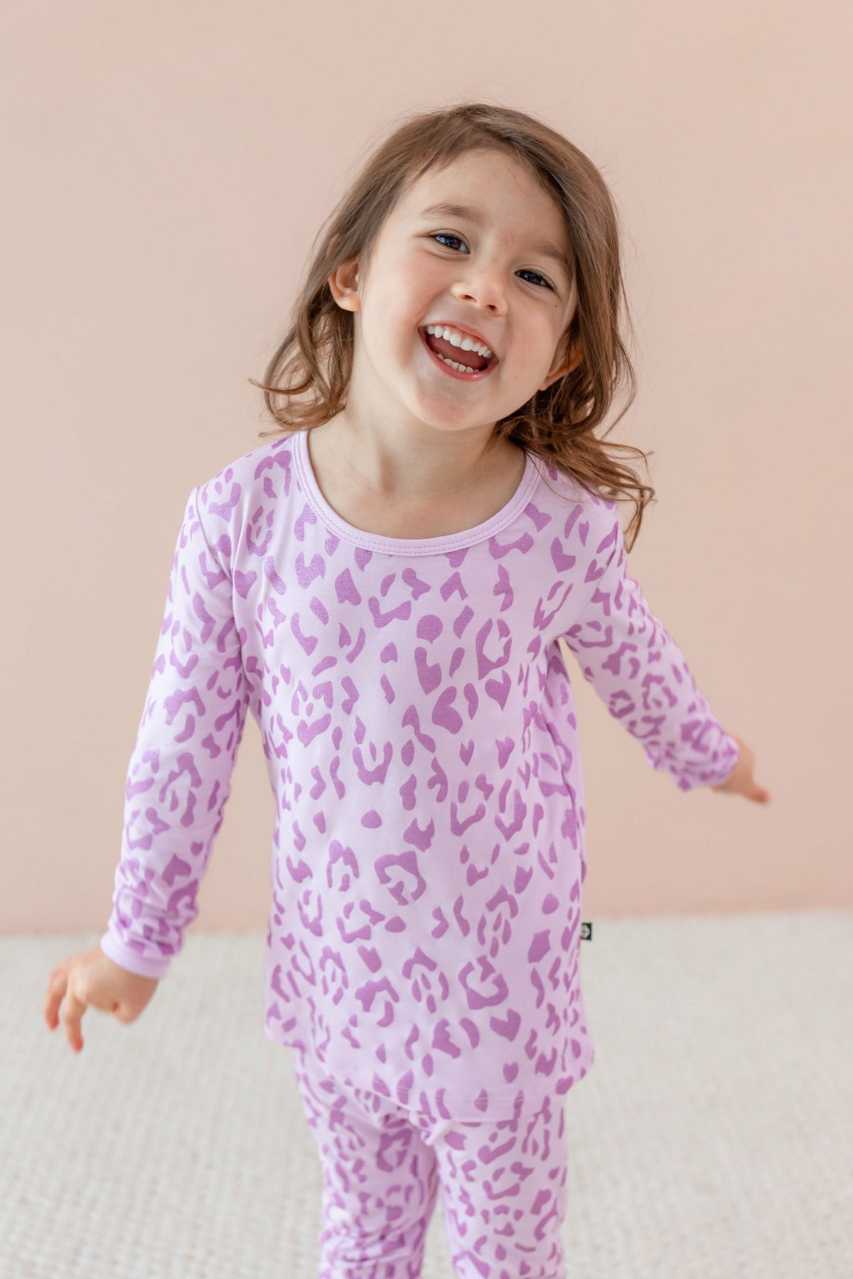 Long Sleeve Pajamas in Thistle Leopard | Kyte Baby