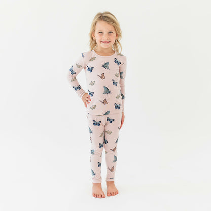 Long Sleeve Pajamas in Blush Butterfly | Kyte Baby