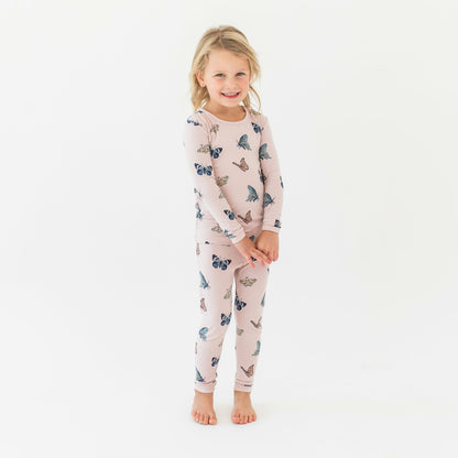 Long Sleeve Pajamas in Blush Butterfly | Kyte Baby