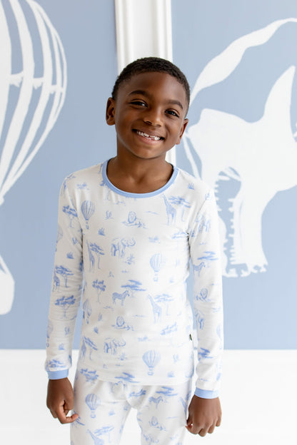 Long Sleeve Pajamas in Toile Safari | Kyte Baby
