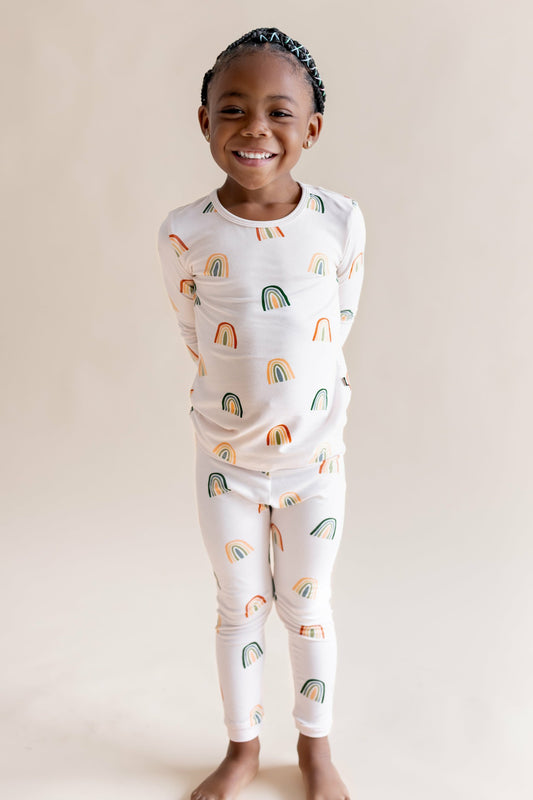 Long Sleeve Pajamas in Retro Rainbow | Kyte Baby