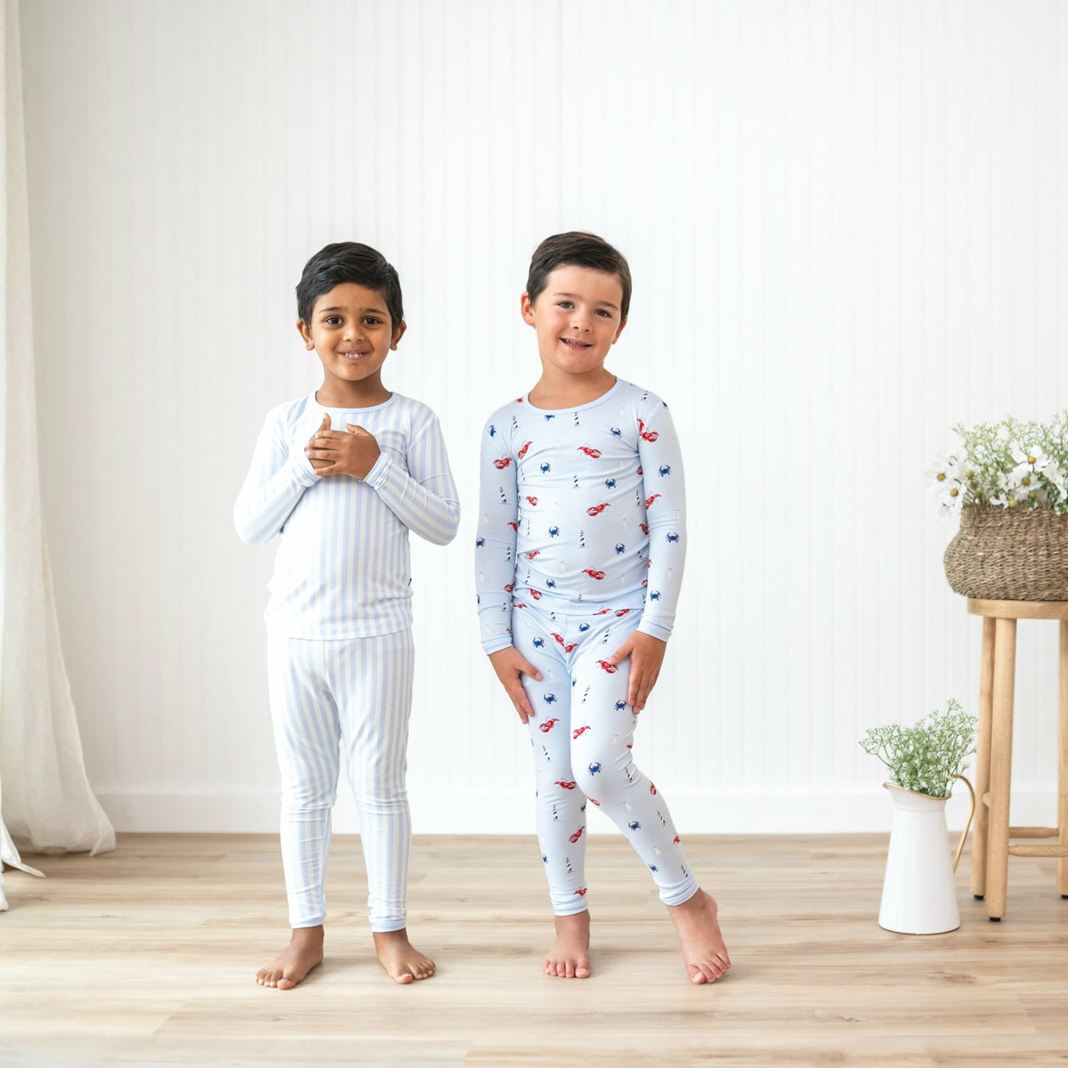Long Sleeve Pajamas in Small Mist Stripe | Kyte Baby