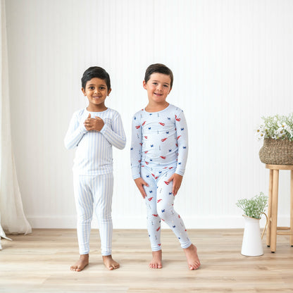 Long Sleeve Pajamas in Small Mist Stripe | Kyte Baby