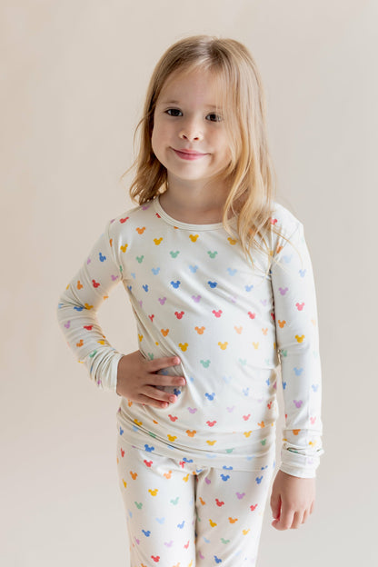 Long Sleeve Pajamas in Pastel Mickey Mouse | Kyte Baby