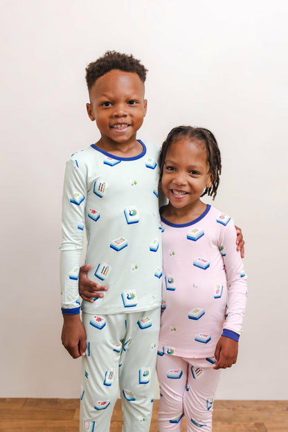 Long Sleeve Pajamas in Sakura Mahjong | Kyte Baby