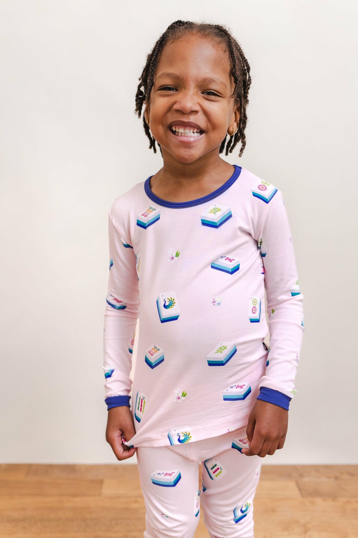 Long Sleeve Pajamas in Sakura Mahjong | Kyte Baby