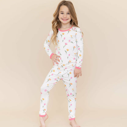 Long Sleeve Pajamas in Tulip | Kyte Baby