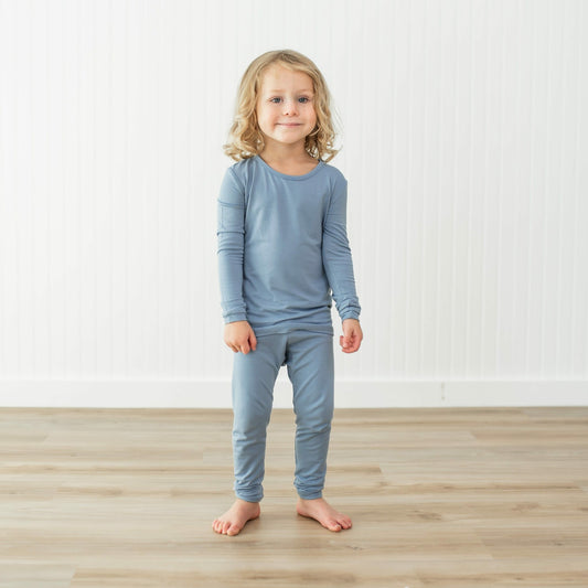 Long Sleeve Pajamas in Slate | Kyte Baby