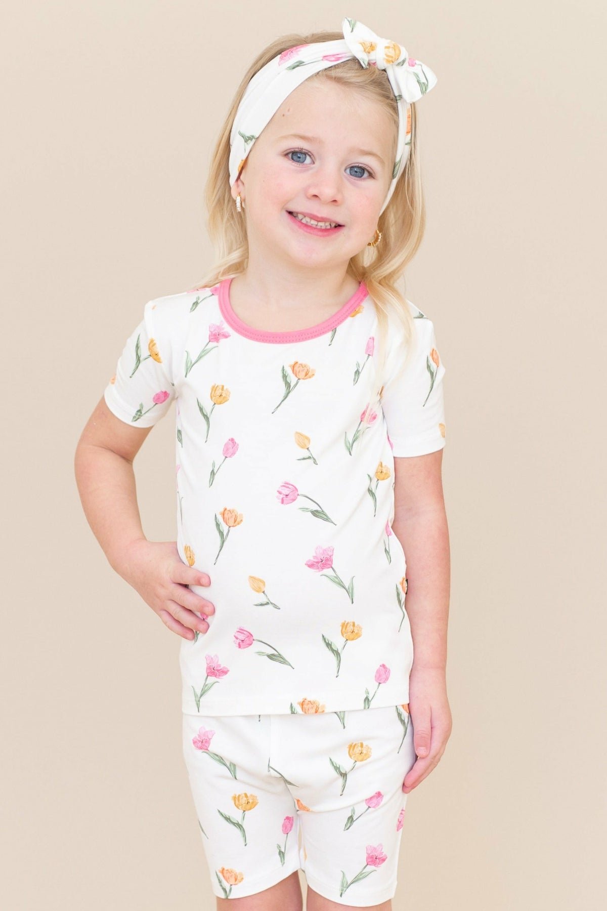 Short Sleeve Pajamas in Tulip | Kyte Baby