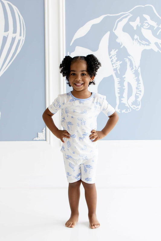 Short Sleeve Pajamas in Toile Safari | Kyte Baby