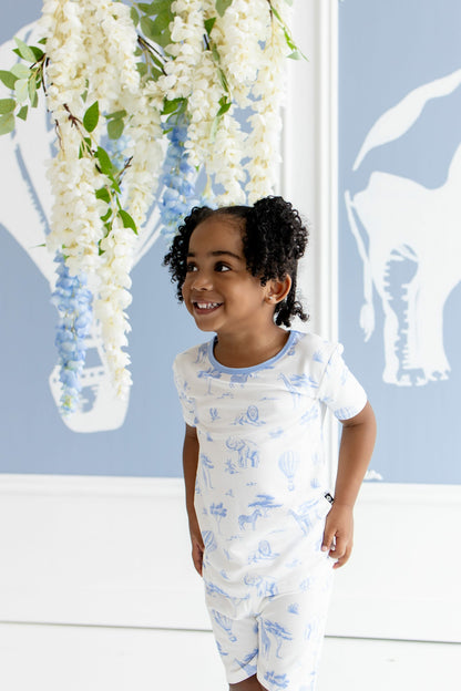 Short Sleeve Pajamas in Toile Safari | Kyte Baby