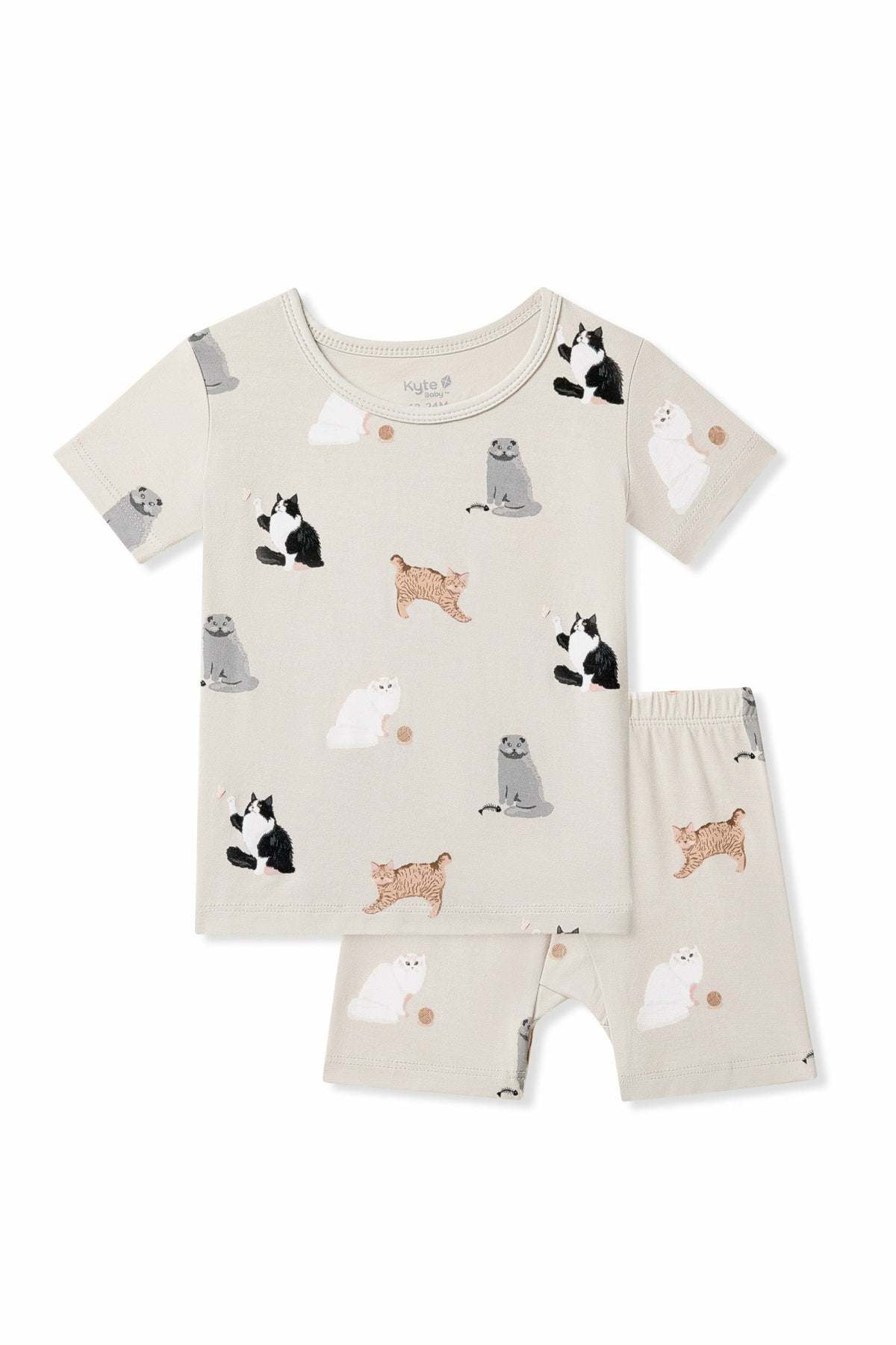 Short Sleeve Pajamas in Fluffy Cat | Kyte Baby