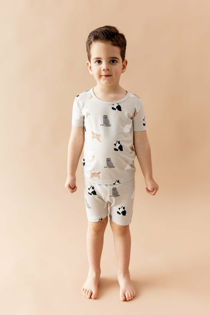 Short Sleeve Pajamas in Fluffy Cat | Kyte Baby