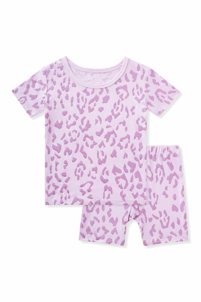 Short Sleeve Pajamas in Thistle Leopard | Kyte Baby