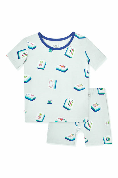 Short Sleeve Pajamas in Dew Mahjong | Kyte Baby