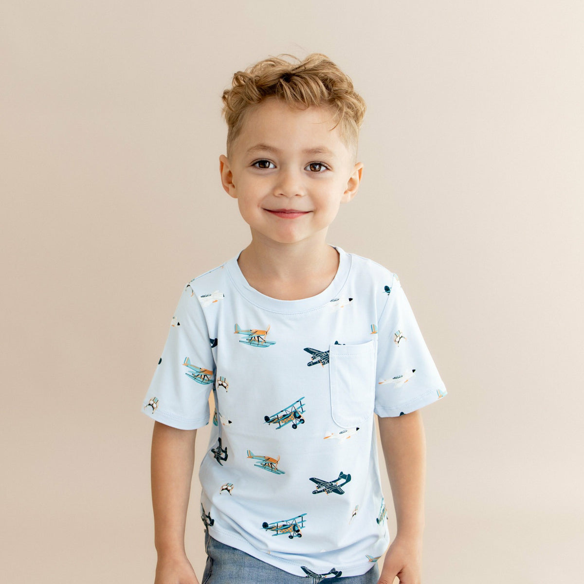 Toddler Crew Neck Tee in Take Off | Kyte Baby