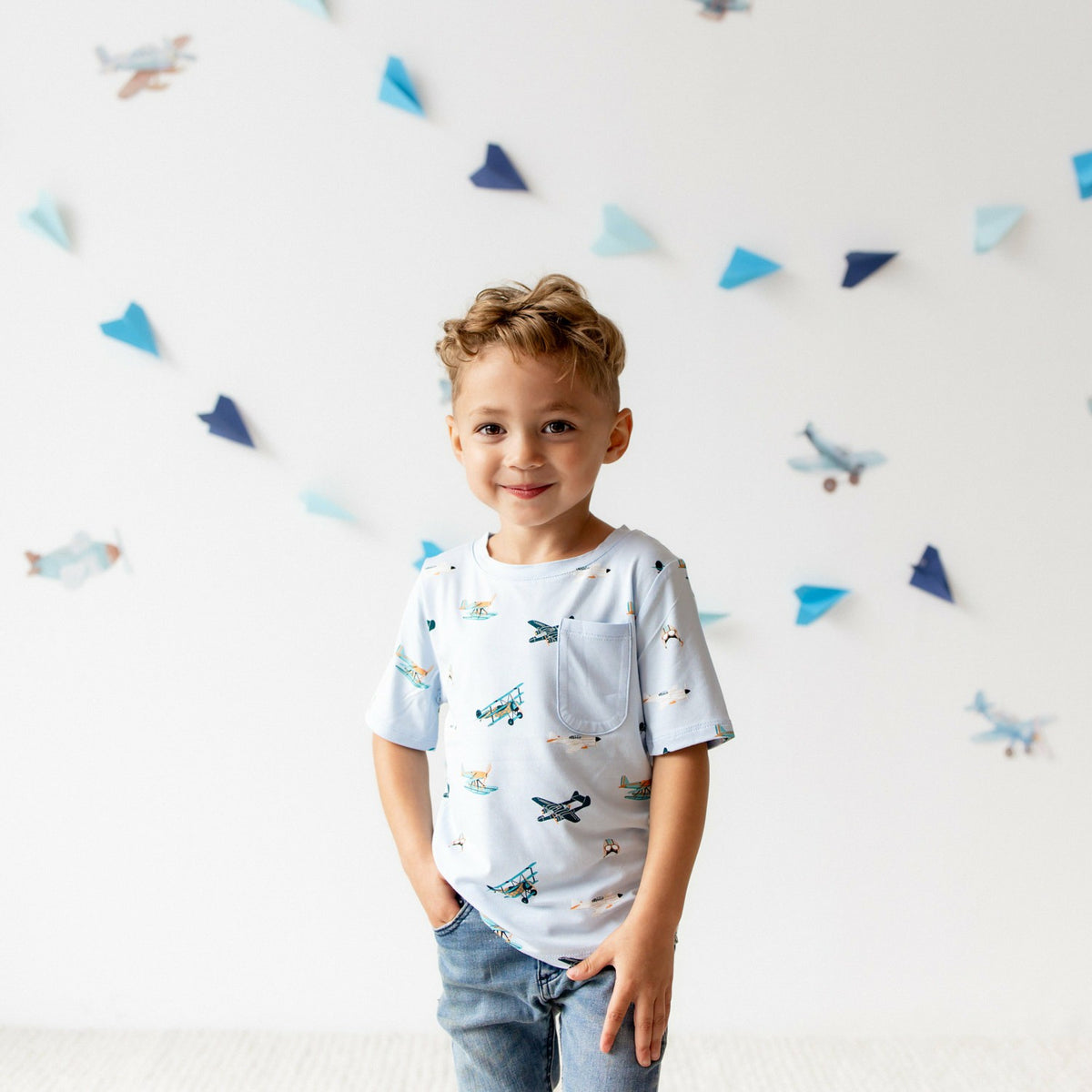 Toddler Crew Neck Tee in Take Off | Kyte Baby