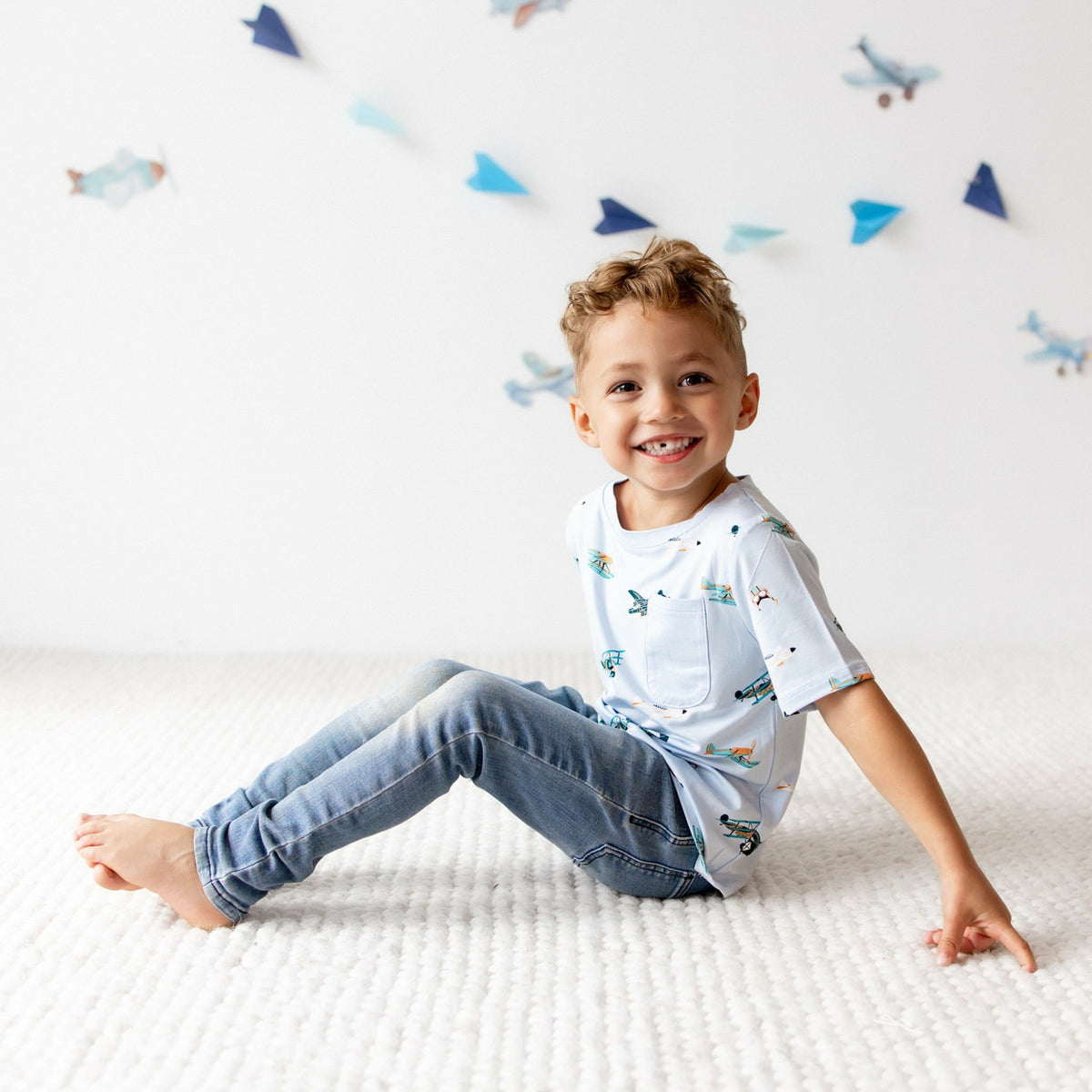 Toddler Crew Neck Tee in Take Off | Kyte Baby