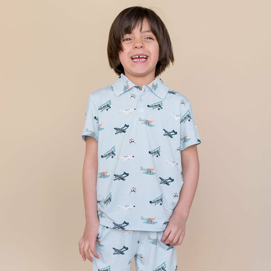 Toddler Short Sleeve Polo in Take Off | Kyte Baby