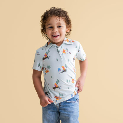 Toddler Short Sleeve Polo in Winnie the Pooh Hundred Acre Wood | Kyte Baby