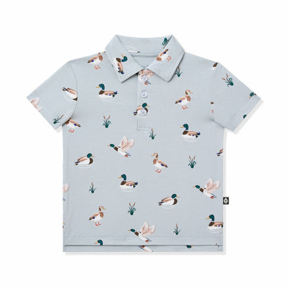 Toddler Short Sleeve Polo in Mallard Duck | Kyte Baby
