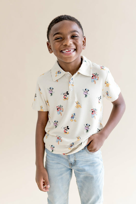 Toddler Short Sleeve Polo in Mickey Mouse and Friends | Kyte Baby
