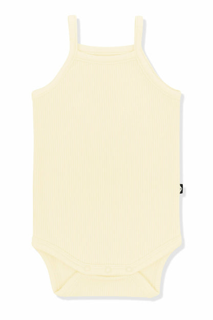 Ribbed Spaghetti Strap Bodysuit in Chamomile | Kyte Baby