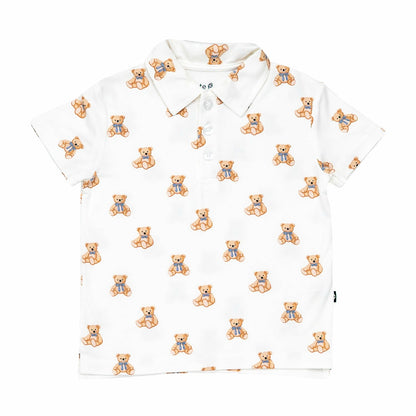 Toddler Short Sleeve Polo in Teddy Bear | Kyte Baby