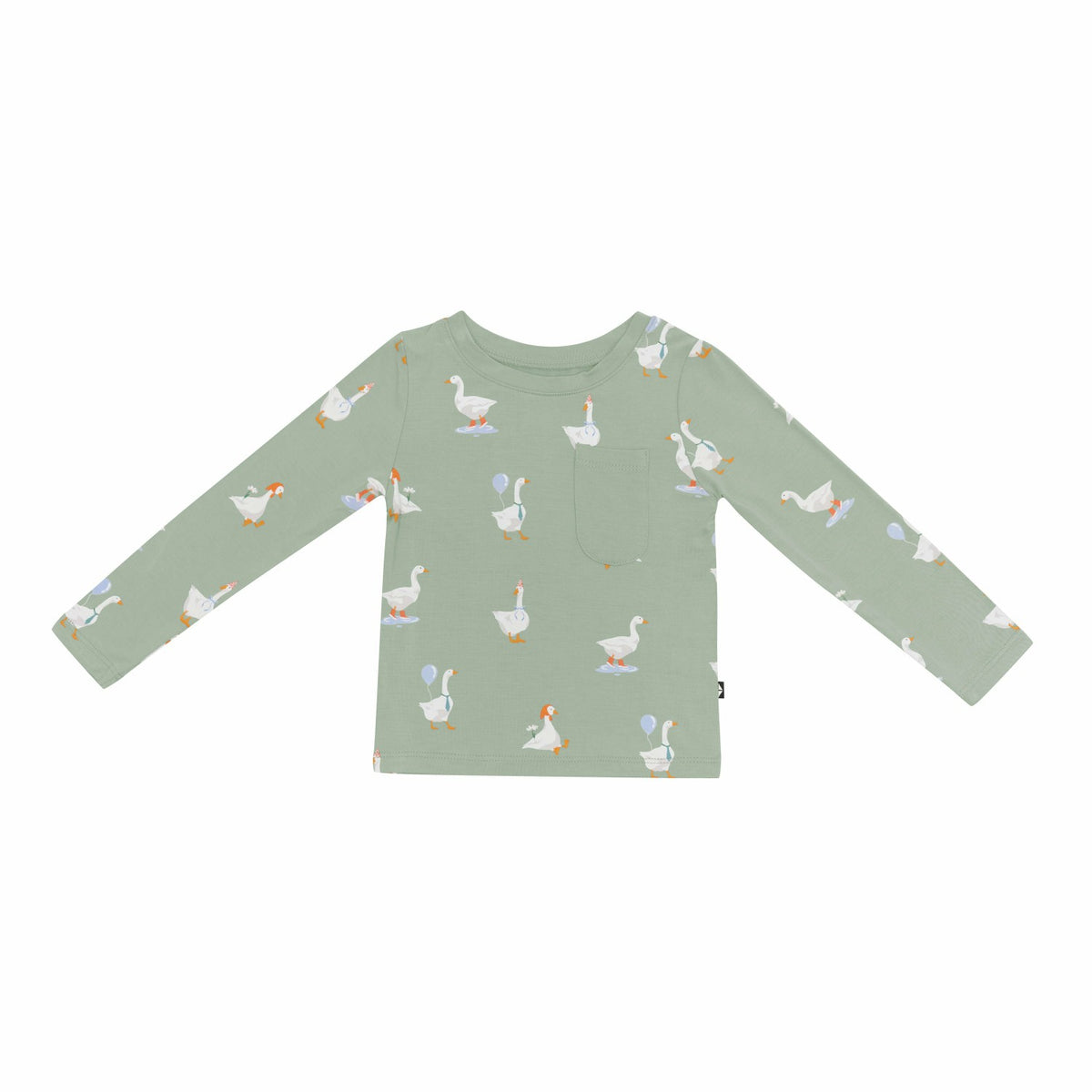 Long Sleeve Toddler Crew Neck Tee in Silly Goose | Kyte Baby