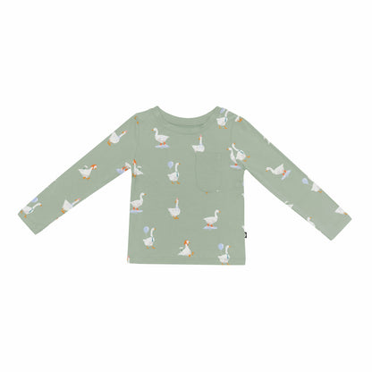 Long Sleeve Toddler Crew Neck Tee in Silly Goose | Kyte Baby